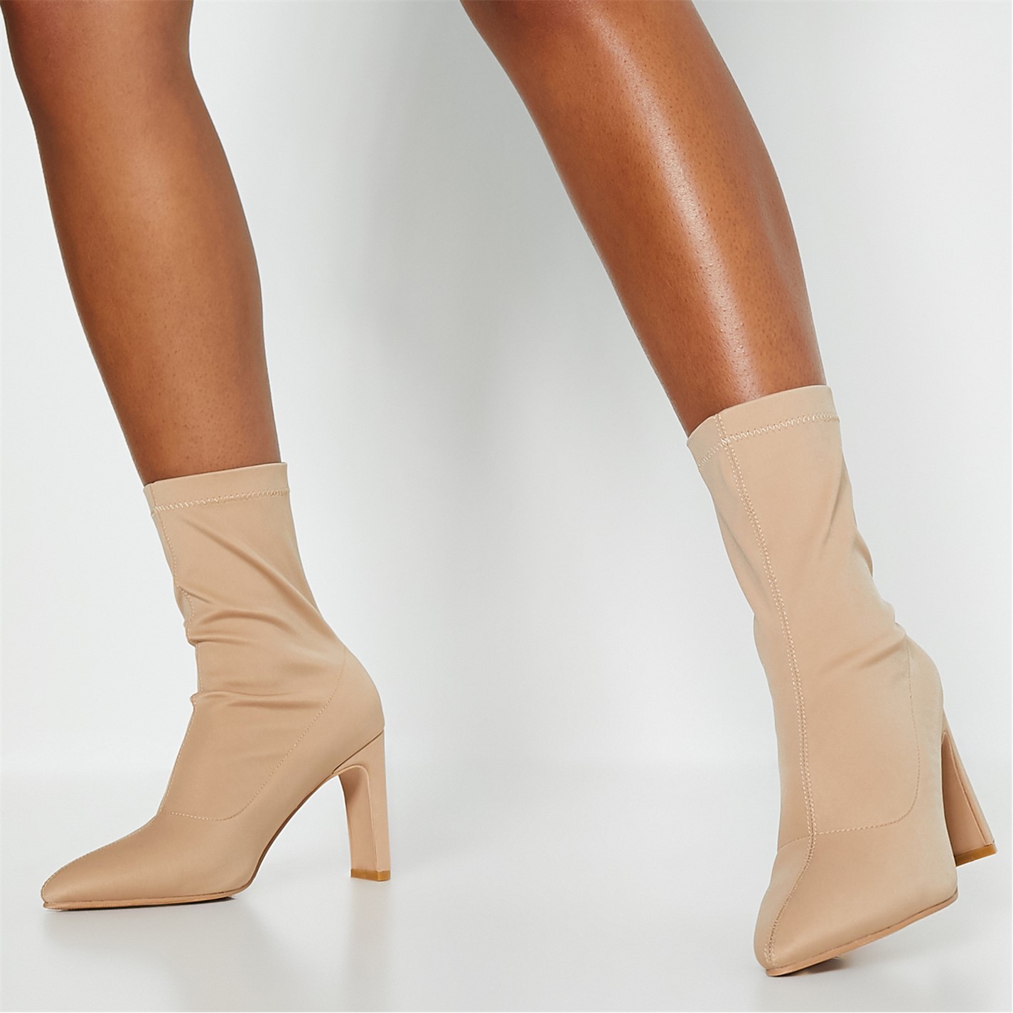lycra sock boots low heel