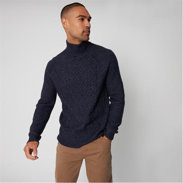 Threadbare Ayres Turtle Neck Cable Knit Jumper USC