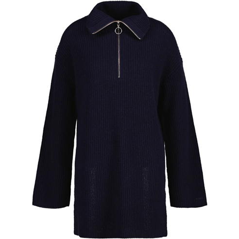 Gant - WOOL RIBBED HALF ZIP EVENING BLUE X