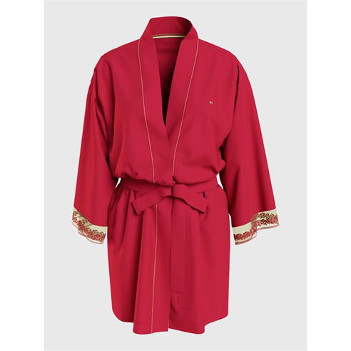 TOMMY HILFIGER - Ditsy Lace Satin Kimono Robe