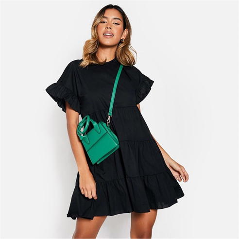 I Saw It First - Woven Frill Sleeve Tiered Smock Dress