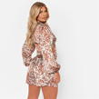 BROWN LEOPARD - I Saw It First - Leopard Print Tie Front Satin Top Co-Ord