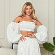 POLKA DOT - I Saw It First - Printed Shirred Puff Sleeve Bandeau Crop Top Co-Ord