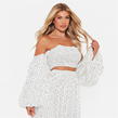 POLKA DOT - I Saw It First - Printed Shirred Puff Sleeve Bandeau Crop Top Co-Ord