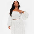 POLKA DOT - I Saw It First - Printed Shirred Puff Sleeve Bandeau Crop Top Co-Ord