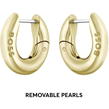 Gold - Boss - Ladies BOSS Leah light  gold IP  Pearl Earrings