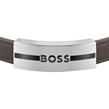 Brown - Boss - Mens BOSS Luke  Steel Brown Leather Bracelet