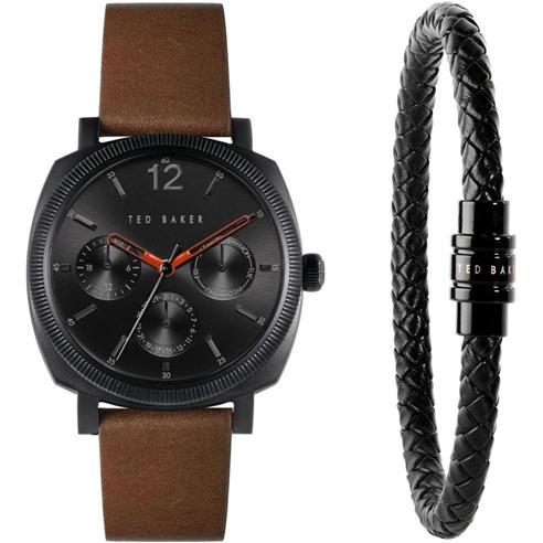 Ted Baker - Ted Baker Gents Black Brown Caine Watch Gift Set