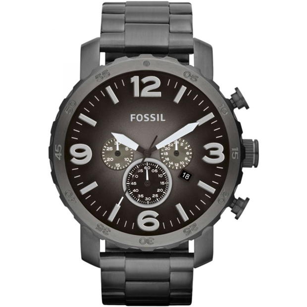 Fossil Mens Fossil Nate Chronograph Grey Watch JR1437