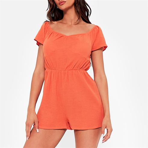 I Saw It First - Crinkle Textured Short Sleeve Playsuit