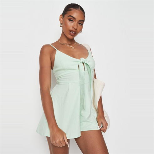Missguided - Cami Button Down Tie Front Playsuit
