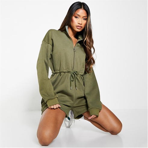 I Saw It First - Toggle Waist Funnel Neck Brushback Playsuit