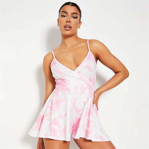 I Saw It First - Tie Dye Strappy Wrap Playsuit