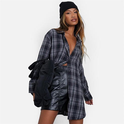 I Saw It First - Oversized Checked Brushed Shirt