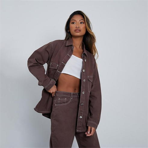 I Saw It First - Oversized Pocketed Denim Shacket