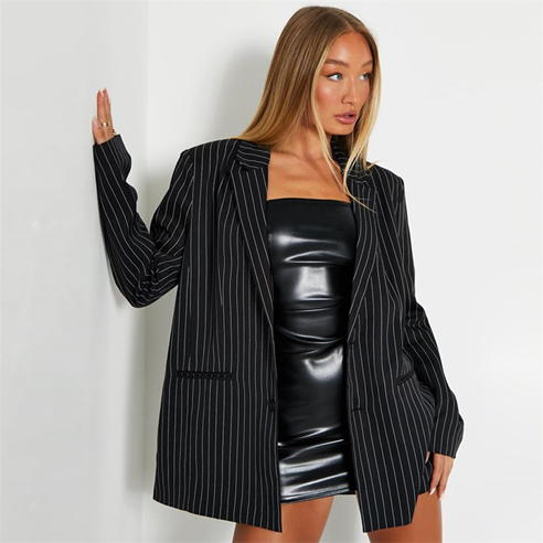 I Saw It First - Pinstripe Oversized Blazer