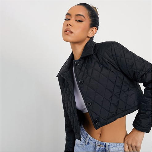 I Saw It First - Cropped Quilted Button Down Shacket