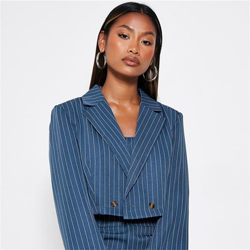 I Saw It First - Pinstripe Cropped Blazer