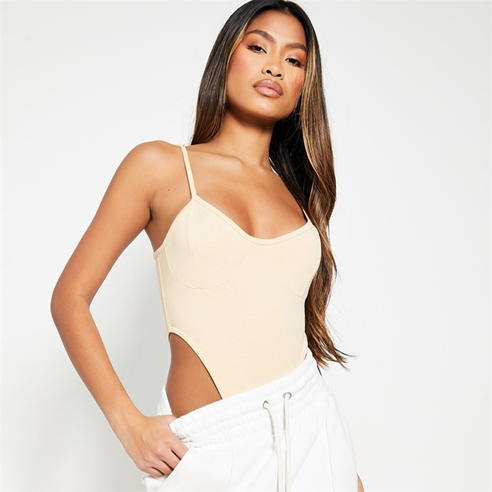 I Saw It First - Cotton Elastane Corset Detail High Leg Bodysuit