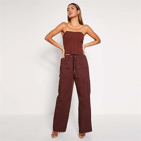 I Saw It First - Tie Waist Utility Cargo Trousers