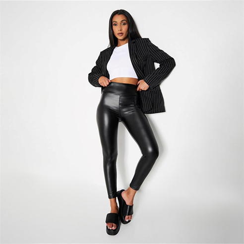 I Saw It First - Wet Look Faux Leather High Waist Leggings