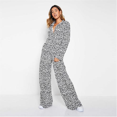 I Saw It First - Leopard Print Plisse Wide Leg Trousers