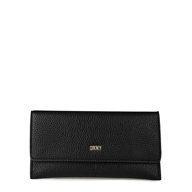 DKNY leather wristlet purse in black croc | ASOS