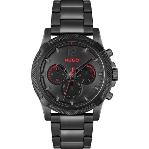 Hugo - Gents HUGO #IMPRESSFORHIM Black IP Bracelet Watch