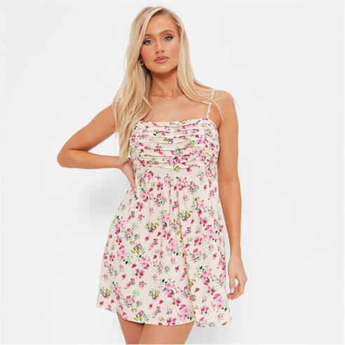 I Saw It First - Printed Ruched Bust Mini Dress